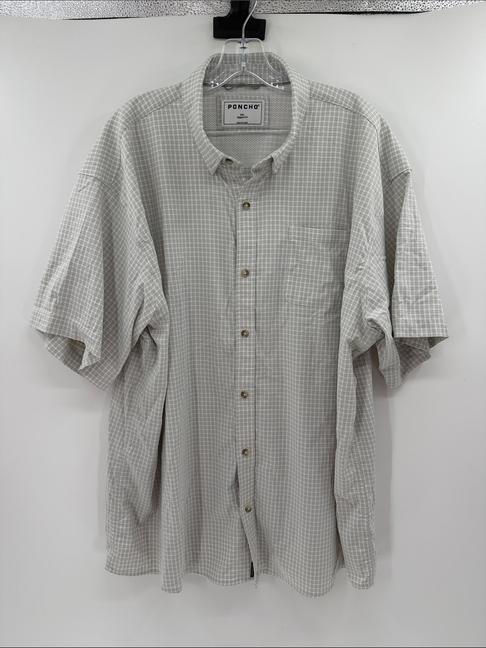 Poncho Men's Short Sleeve Performance Short Sleeve Shirt - Gray/Ivory - XXL